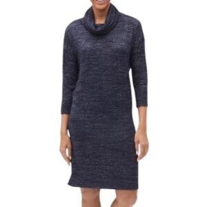 Gap Softspun Cowl-Neck Navy Marled Sweater Dress